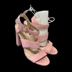 Forever 21 Pink Suede Leather Strappy Sandals Heels Sz 7.5 Worn Once!